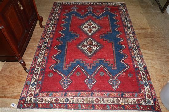 Red & blue Afghan rug(-)